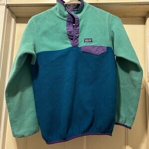 Patagonia Teal and Blue Fleece Pullover